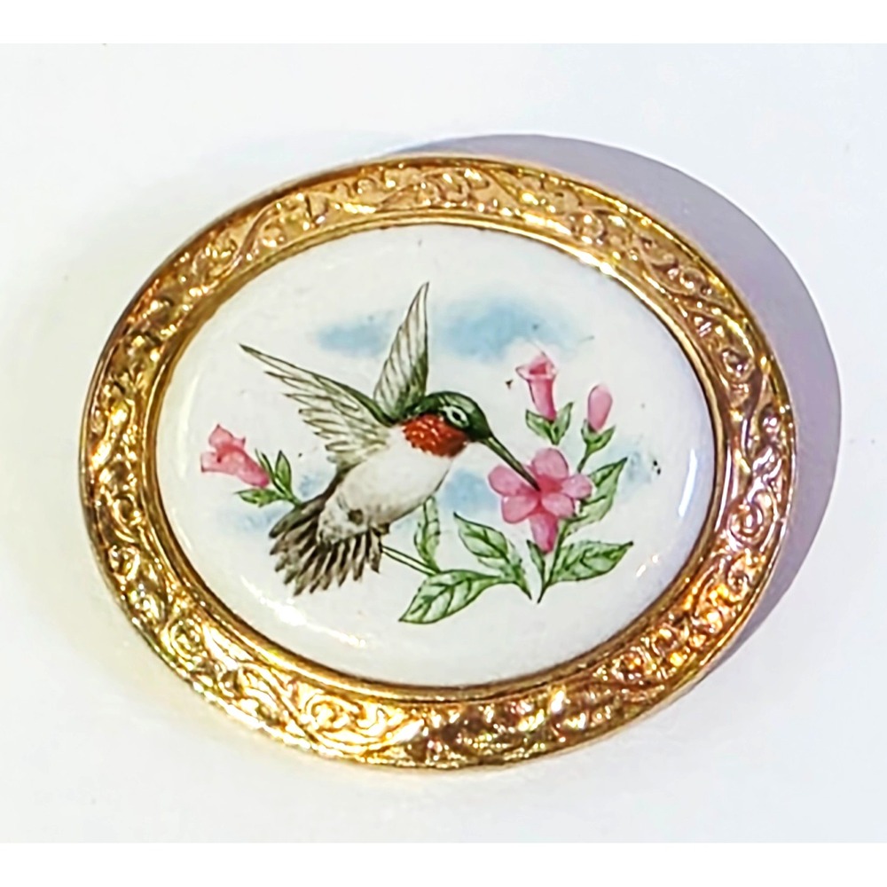 Vintage Avon Gold Tone Hummingbird Summer Song Brooch Pin